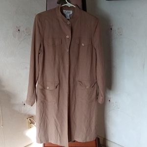 Linen Trench Jacket Midi VINTAGE Sz Small